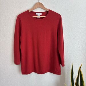 Luciano Dante Burnt Orange Wool Cashmere Blend 3/4 Sleeve Sweater Size Large
